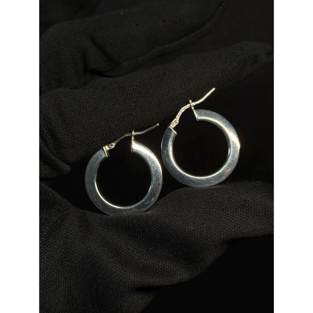 Italian Sterling Silver Square Tube Hoop Earrings